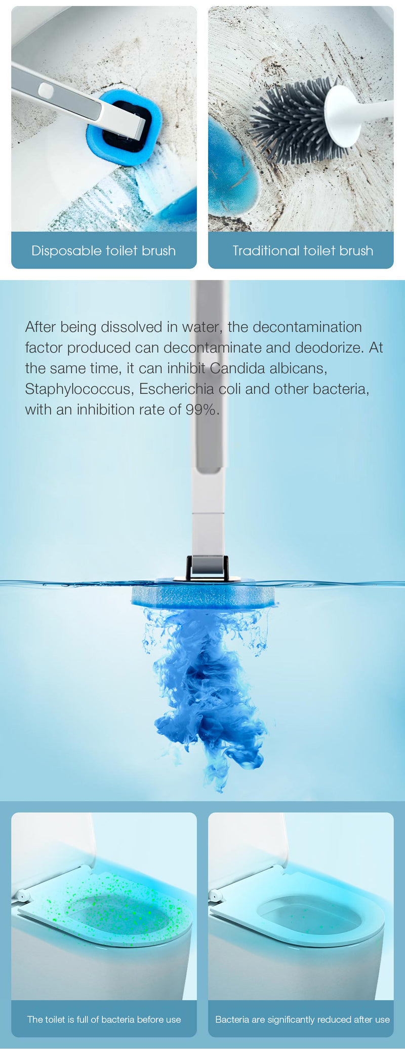 Quange Disposable Toilet Brush Set (10 sponges)