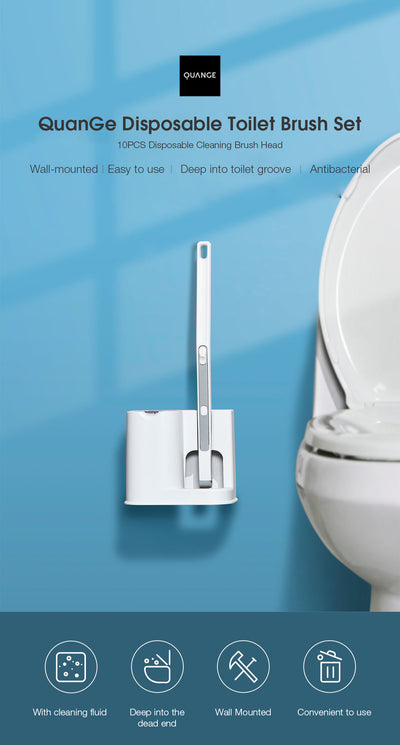 Quange Disposable Toilet Brush Set (10 sponges)